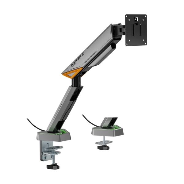 Aisens RGB Supporto Tavolo Gaming Contrappeso Girevole e Inclinabile per Monitor-TV 16kg -3 Perni - 1 Braccio - 17"-49" - Color