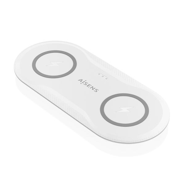 AISENS ASCH-15W2WC059-W Caricabatterie per dispositivi mobili Cuffie, Smartphone Bianco USB Carica wireless Interno