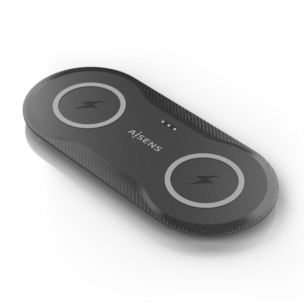 AISENS ASCH-15W2WC060-BK Caricabatterie per dispositivi mobili Cuffie, Smartphone Nero USB Carica wireless Interno