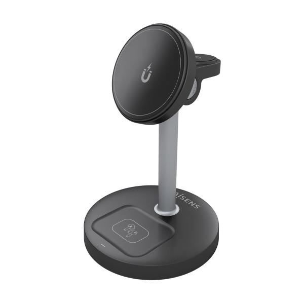 AISENS ASCH-15W3WC066-BK Caricabatterie per dispositivi mobili Cuffie, Smartphone, Orologio intelligente Nero USB Carica wirele