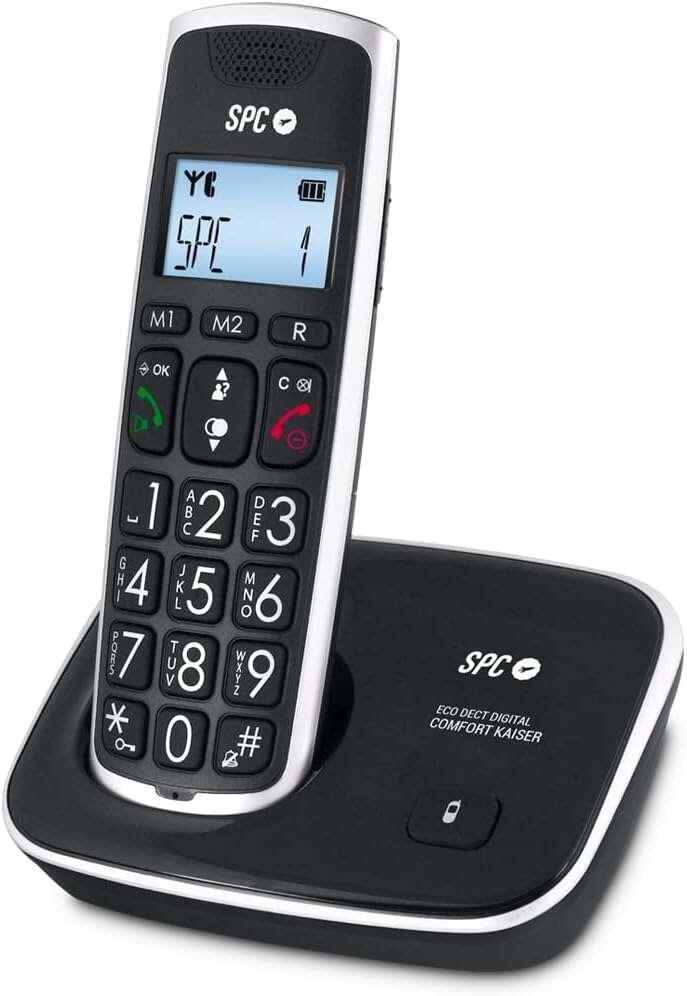SPC Telefono Fijo Inalambrico para Mayores - Teclas y Numeros Extragrandes - Volume de Auricular Amplificado - Agenda y 2 Memor