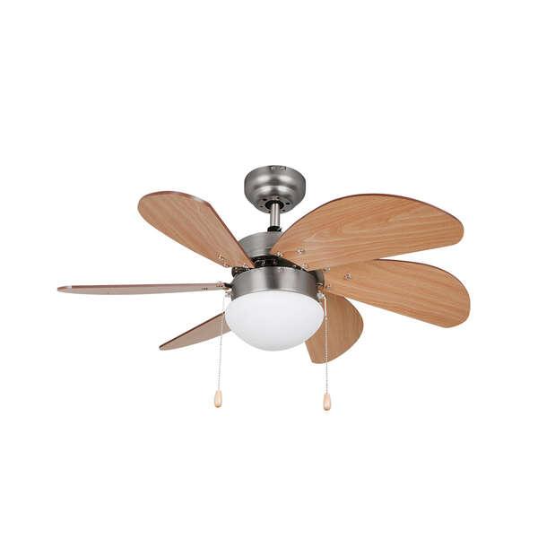 Ventilatore da soffitto Orbegozo CP 15075 N - con ventilatore da soffitto integrato - Design in nichel e legno - 3 velocit rev