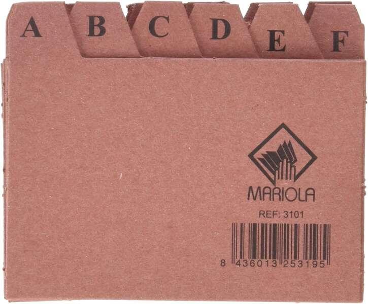 Mariola Indice A-Z N1 per cartella - Misure 95x65mm - Colore Marrone