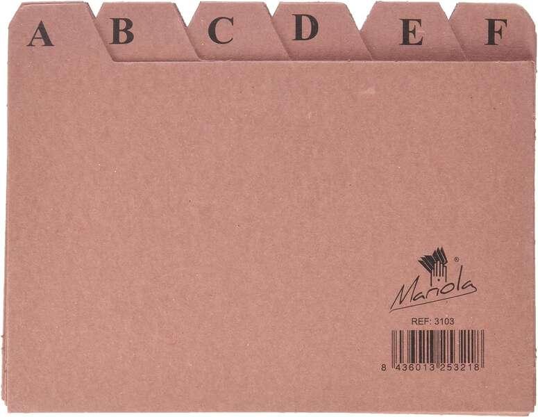 Mariola Indice A-Z N3 per cartella - Misure 150x100mm - Colore Marrone