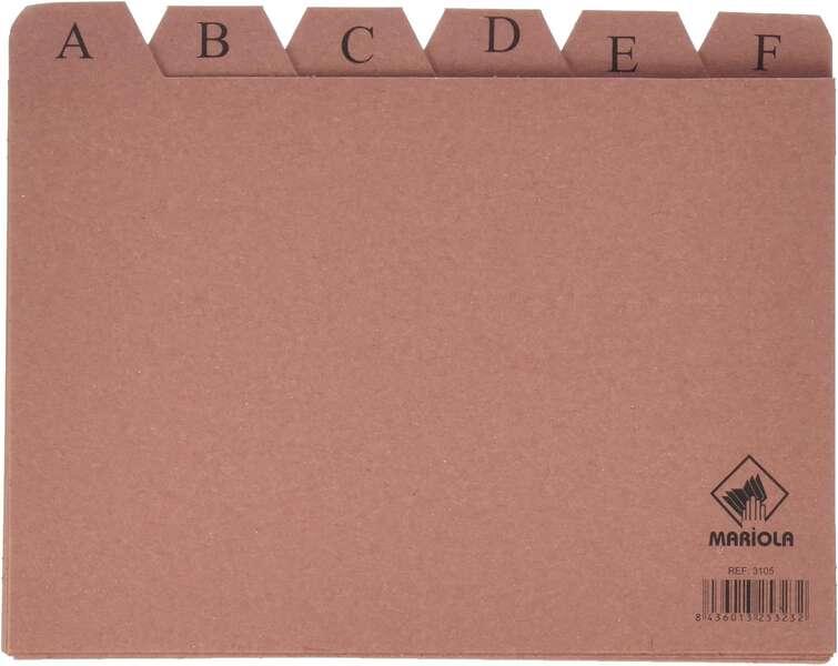 Mariola Indice A-Z N5 per cartella - Misure 215x160mm - Colore Marrone