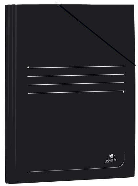 Cartella Mariola Folio in Cartoncino Laminato 500gr/m2 - Misure 34x25cm - Chiusura con Gomma Elastica - Colore Nero