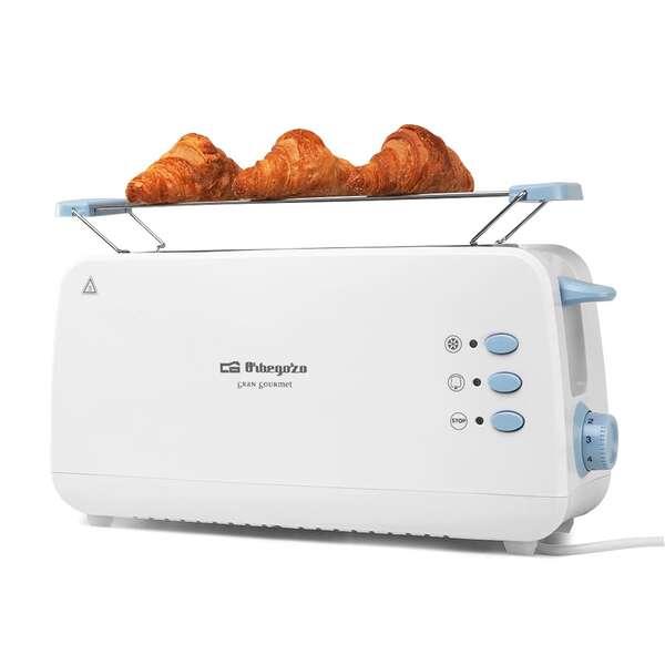 Tostapane multifunzionale a fessura lunga Orbegozo TO 4012 - Potenza 850 W - Termostato regolabile - Funzione di scongelamento