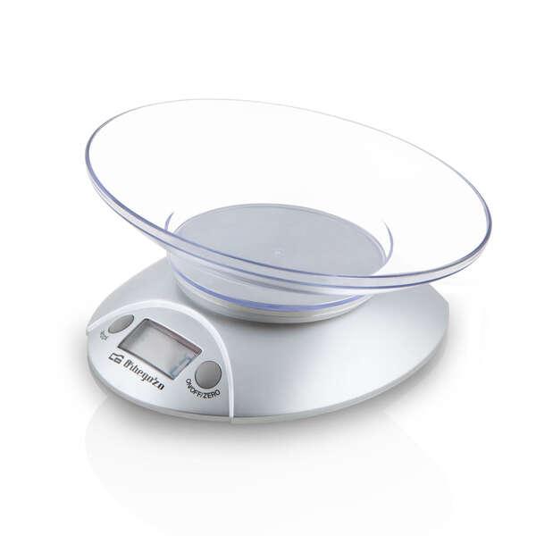 Orbegozo PC 1009 Bilancia da Cucina Elettronica - Display LCD - CIOTOLA Trasparente - Capacit 3Kg - Precisione 1g - Unità Gr/