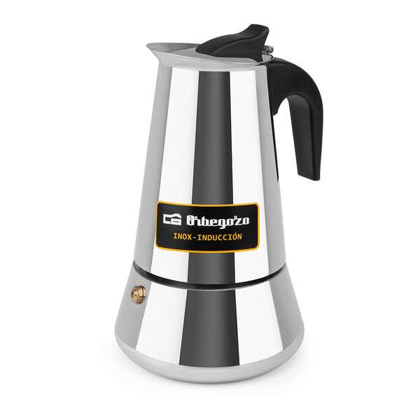 Caffettiera Italiana Orbegozo KFI 660 in Acciaio Inox - Capacità di 6 Tazze - Compatibile con Diversi Tipi di Cucine - Manico