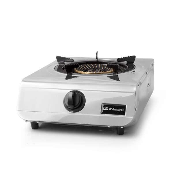 Fornello a Gas Orbegozo FO 1710 Stainless - Bruciatore Tripla Corona da 43 kW - Sicurezza Termocoppia - Accensione Piezoelettri