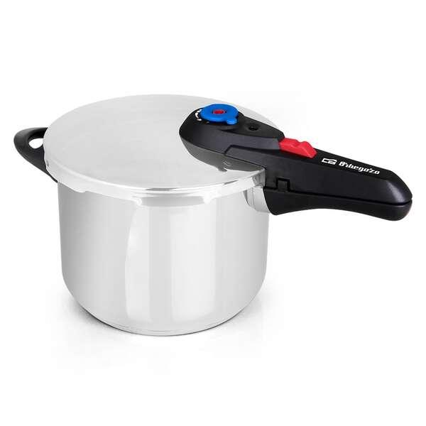Pentola a Pressione Orbegozo HP 8006 in Acciaio Inox 18/10 - Capacit 8 Litri - Cinque Sistemi di Sicurezza - Fondo Termo Diffu