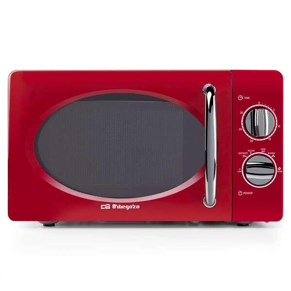 Microonde Orbegozo MI 2020 Vintage Red - 20 L - 700 W - 6 livelli di potenza - Timer 30 minuti - Scongelamento rapido - Design