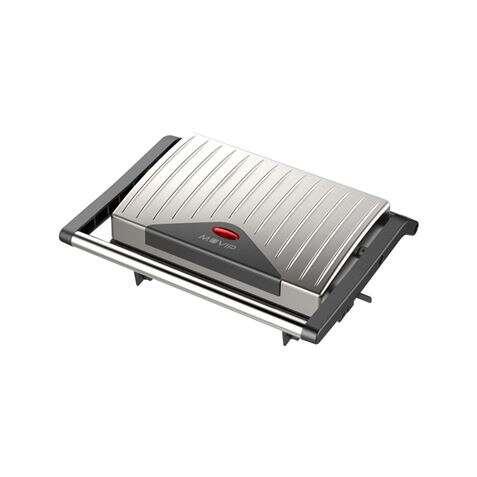 Muvip Tostiera liscia in acciaio inox Piastra 750W - Tiro corto - Pressione uniforme - Maniglia Tocco freddo