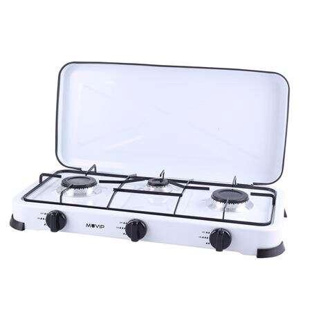 Muvip Cucina a Gas 3 Fuochi - Accesso manuale - Griglia removibile - Coperchio di protezione
