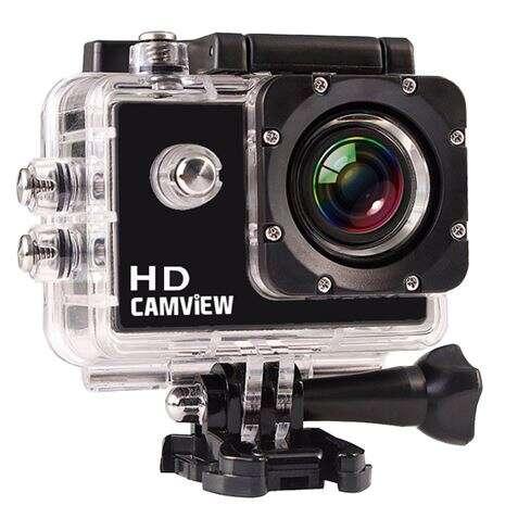 Camview Telecamera sportiva HD 720p 5MP - Angolo 120 - Subacquea 30m con alloggiamento - 2 schermi LCD da 2