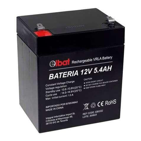 Batteria Piombo Elbat 12V 5.4Ah VRLA Agm - Dimensioni 90X70X101mm - Tecnologia di Sicurezza VRLA - Colore Nero