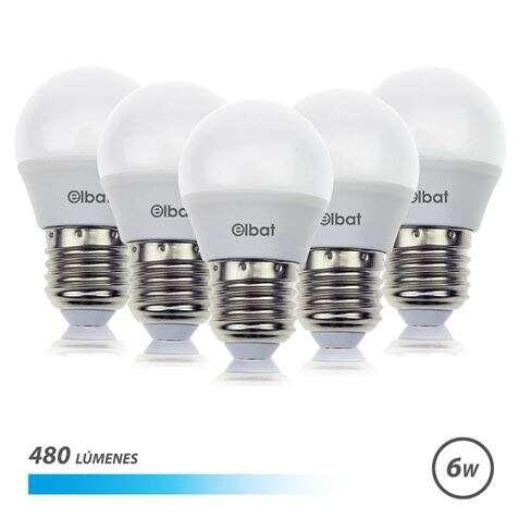 Elbat Confezione 5 Lampadine G45 6W E27 480LM - Luce fredda 6500K