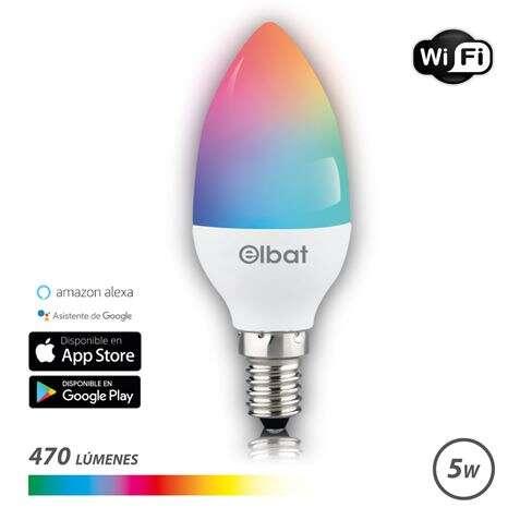 Lampadina LED Elbat Smart Wi-fi C37 E14 5W 470LM RGB - Temperatura da 2700K a 6000K - Controllo vocale - Controllo remoto - 3 m