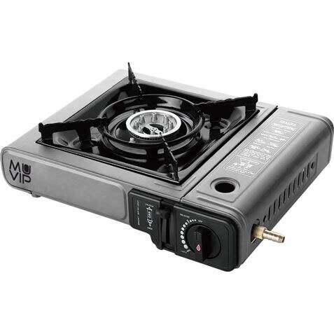 Cucina portatile a gas muvip 1 luce con adattatore a fondo esterno - Accesso automatico - Bruciatore in alluminio - Valvola Ten