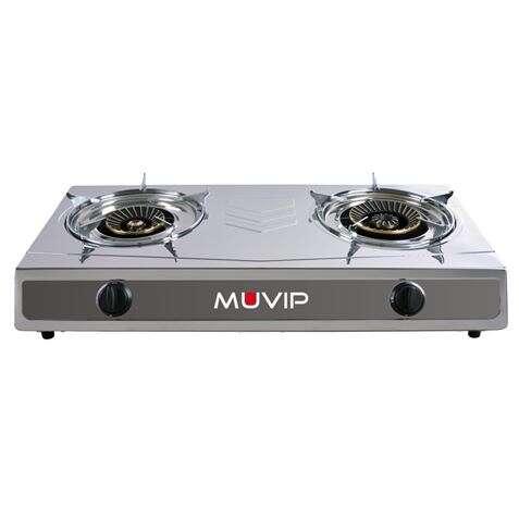 Muvip Stage inossidabile cucina a gas inossidabile 2 Firegos - Luce piezoelettrica - Bruciatore in ghisa staccabile