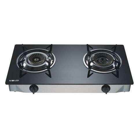 Muvip Cucina a Gas INOX 2 FIGHT - Vetro Temperato - Accensione Piezoelettrica - Bruciatore in ghisa staccabile
