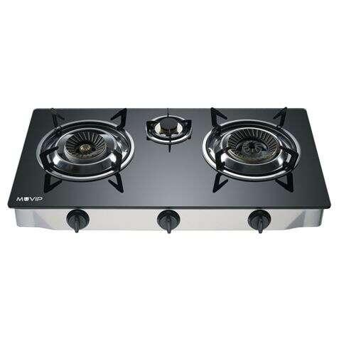 Muvip Bruciatori secondari per barbecue e affumicatori della marca Modello Cucina a Gas Inox 3 Fuochi - Vetro Temperato - Accen