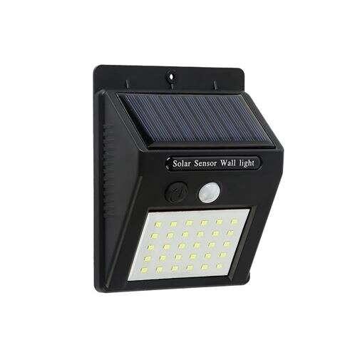Elbat Applique LED Solare - 30lm - Luce Fredda 6500K - Sensore di Movimento - Batteria 1200ma