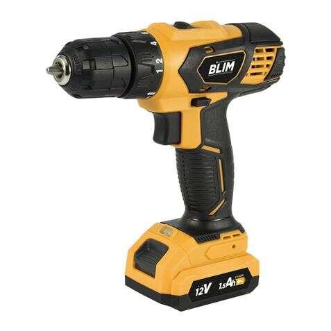 Trapano blim A batteria 12V 1.5ah - parco massimo 28nm - 2 navi 0-400/0-1500rpm - colore giallo
