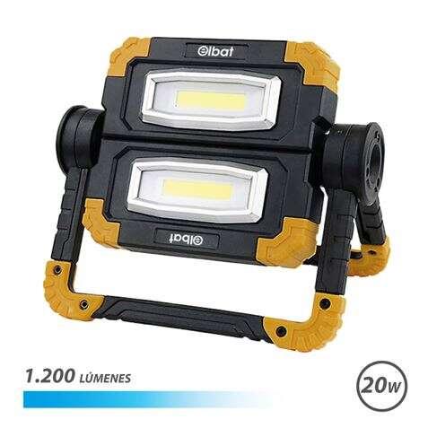 Elbat Focus LED ricaricabile 20W - 1200 luned - Luce fredda 6500K - Batteria 5000MAH - Autonomia da 5 a 9 ore