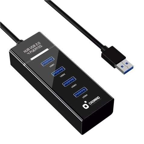 Cavo USB 2.0 Cromo - Lunghezza 30cm - Indicatore LED - Velocit di trasferimento 480 Mbps - 4 Porte - Nessuna installazione - C