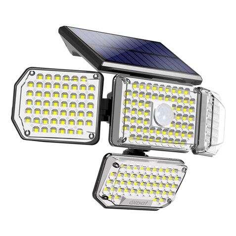 Focus solare Elbat Quadruplo con sensore LED 430lm - Sensore di movimento 3 - 5 m Pannello solare integrato 55 V 15 W - Batteri