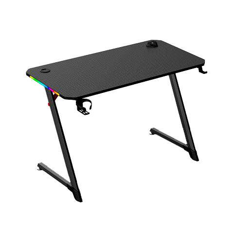 Muvip Tavolo Gaming Pro1700 con laminato in fibra di carbonio - Illuminazione RGB - Copricapo Gancio