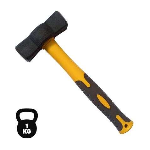 Martello Blim in Acciaio al Carbonio Forgiato - Testa da 1 Kg - Superficie Temprata - Manico in Fibra di Vetro - Forma ergonomi