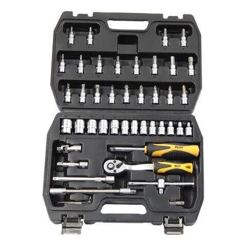 Utensili Blim 1/4 - Set bussole e accessori - 13 bussole 4 45 5 55 6 7 8 9 10 11 12 13 14 mm - Cricchetto 72 denti - Barra di p