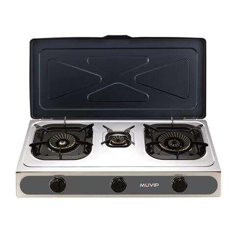 Griglia Muvip in Acciaio Inox - Bruciatore in Ghisa - Bruciatori Estraibili - Base Antiscivolo - Dimensioni 71X37X12.3 cm - Col