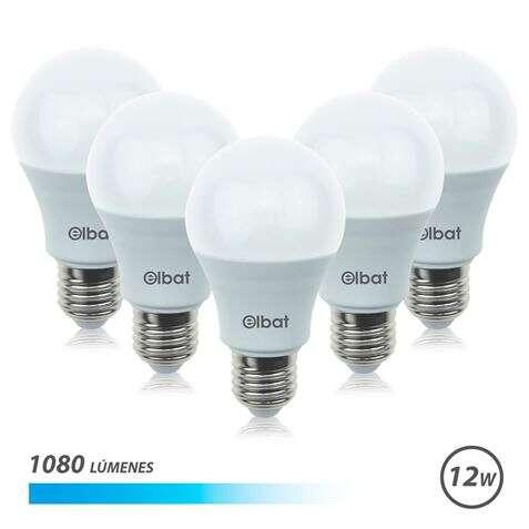 Elbat Pack 5 Unità - Potenza 12W - Lumen 1080 - Tipo Luce Fredda 6500K - Attacco E27 - Angolo 220 - Dimensioni 60X120mm - 30.0