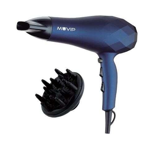 Asciugacapelli Muvip 2200W - 2 Velocit - 3 Temperature di Asciugatura - Diffusore d'Aria Ampio - Colore Blu