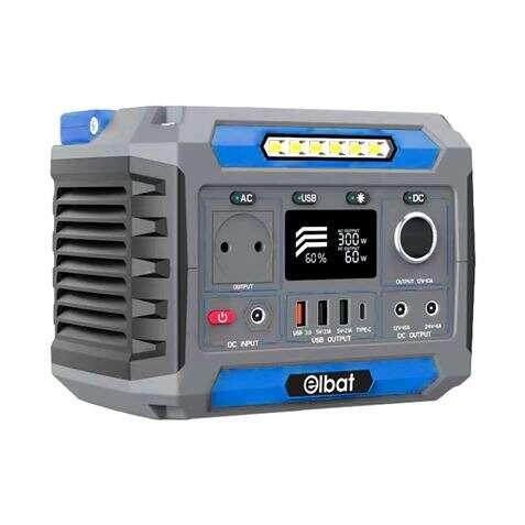 Generatore di corrente portatile Elbat - 300 W - Batteria al litio 78.000 mAh - Display LED - Ricarica solare - Accessori inclu