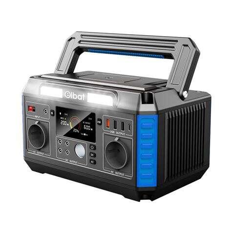Generatore di corrente portatile Elbat - 600 W - Batteria al litio - Display LED - Ricarica solare - Accessori inclusi - Porte