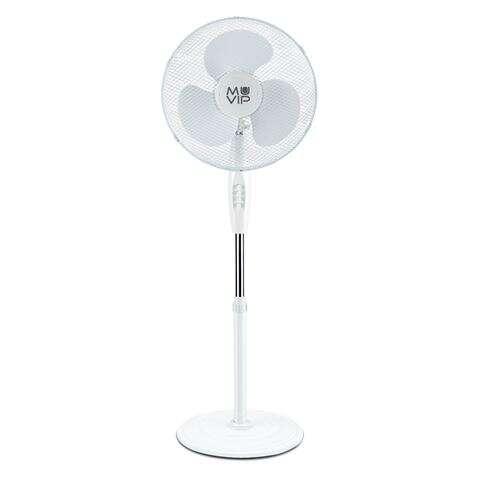 Muvip Ventilatore da Piantana 45W 3 Pale - 3 Velocit - Altezza e Inclinazione Regolabili - Base Rinforzata - Colore Bianco