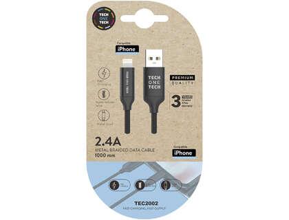Cavo Techonetech USB -a maschio a fulmine maschile 1m - rivestito in nylon intrecciato