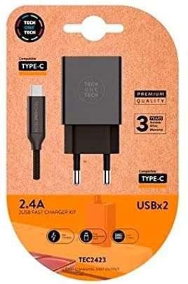 Caricatore a doppia parete TechOnetech Cavo USB-A su USB-C 1m rivestito in nylon intrecciato