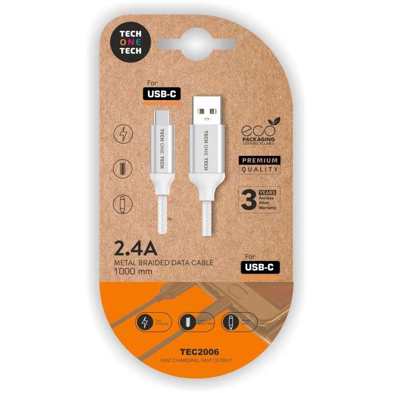 Cavo TechOnetech USB -A con cavo USB -C - guaina in nylon intrecciato - lunghezza 1 m
