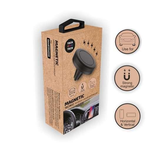Supporto magnetico da auto TechOnetech per smartphone slim da 72 pollici - Posizione orizzontale e verticale - Connessione per