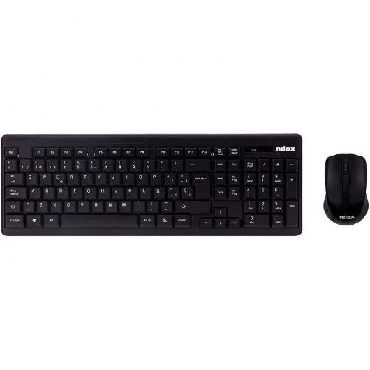 Tastiera Nilox USB Wireless Pack + Mouse 1000DPI - 3 pulsanti - Ambidestro - colore nero