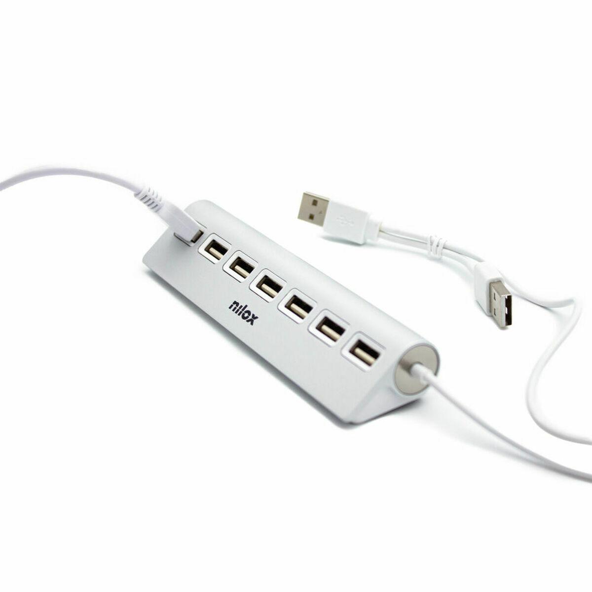 Nilox Hub 7x USB 2.0 - Prodotto in alluminio - base non -slip