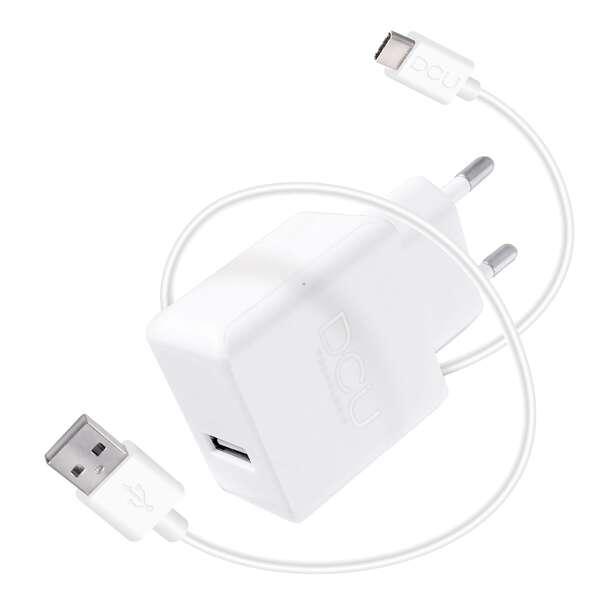 DCU Advance Tecnologic 37250000 Caricabatterie per dispositivi mobili Bianco Auto Interno Esterno (USB CHARGER 5V 2.4A - CABLE