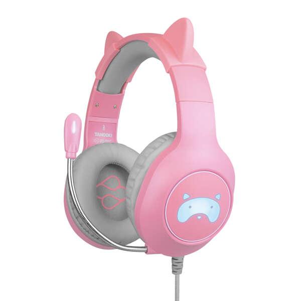 FR-TEC Tanooki Cuffie da gioco - Cuffie da gioco con luce LED - Suono stereo HD in altoparlanti da 50 mm - Cancellazione del ru