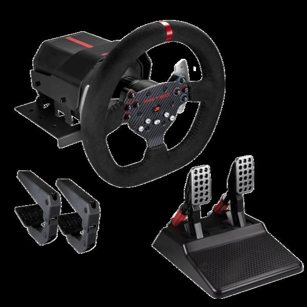 Volante FR-TEC con Force Feedback Force Racing Wheel - Tecnologia Forcesense - Cerchio da 26,5 cm di diametro - Pedali regolabi