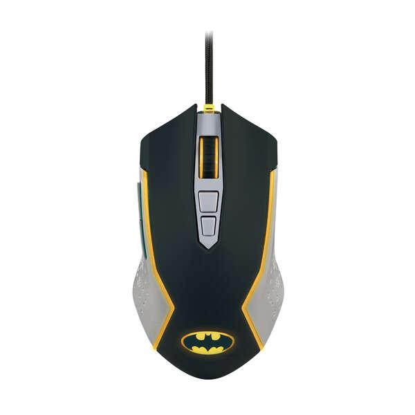 FR-TEC Batman USB Mouse fino a 8000 dpi - Illuminazione LED gialla - Plug and Play - Cavo intrecciato da 18 m - Colore Nero/Gri